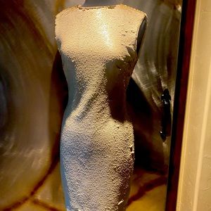 Xscape white and gold sequin cocktail dress